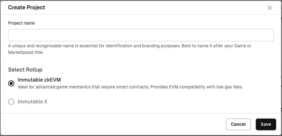 Create Immutable X Project